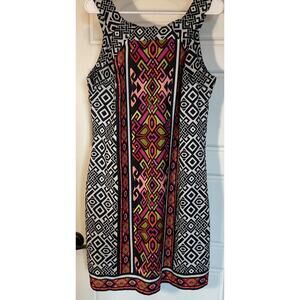 Madison Leigh Bold Color Sleeveless Geometric Tribal Lined Sheath Dress 12